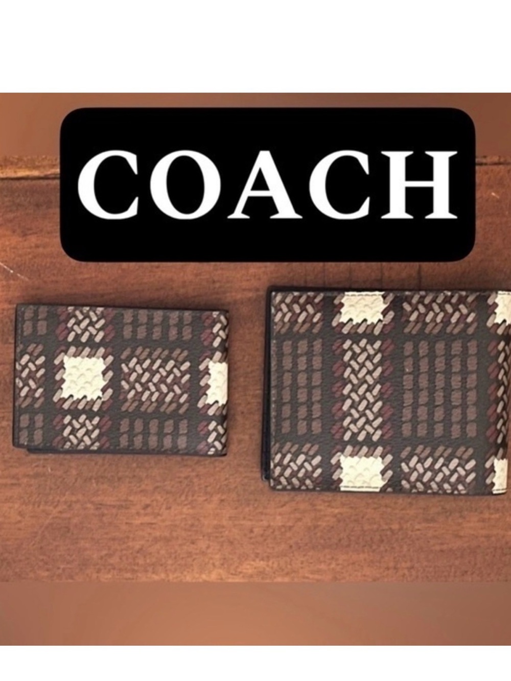 NEW COACH 3 In 1 Wallet With Plaid Print